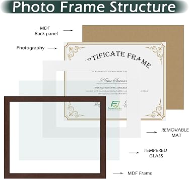 FrameWorks 8.5x11 Classic Wooden Document Frames Tempered Glass/Mahogany / 2-Pack
