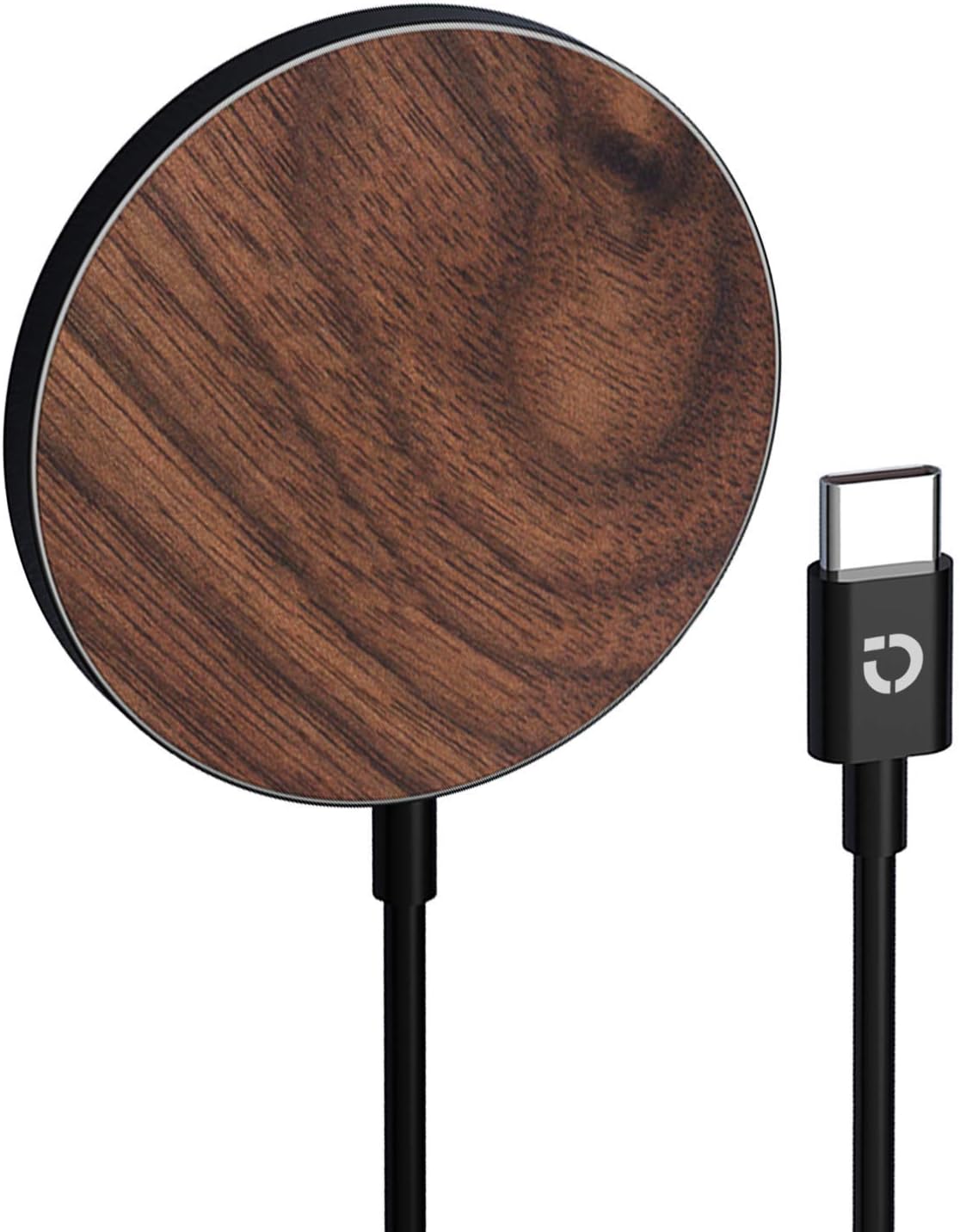 Super Deal Product Edelorn Walnut Wood Magnetic Wireless Charger for MagSafe Fast 15W Charging USB-C Port Charger Compatible with iPhone 13/13 Pro/13 Pro Max/Mini