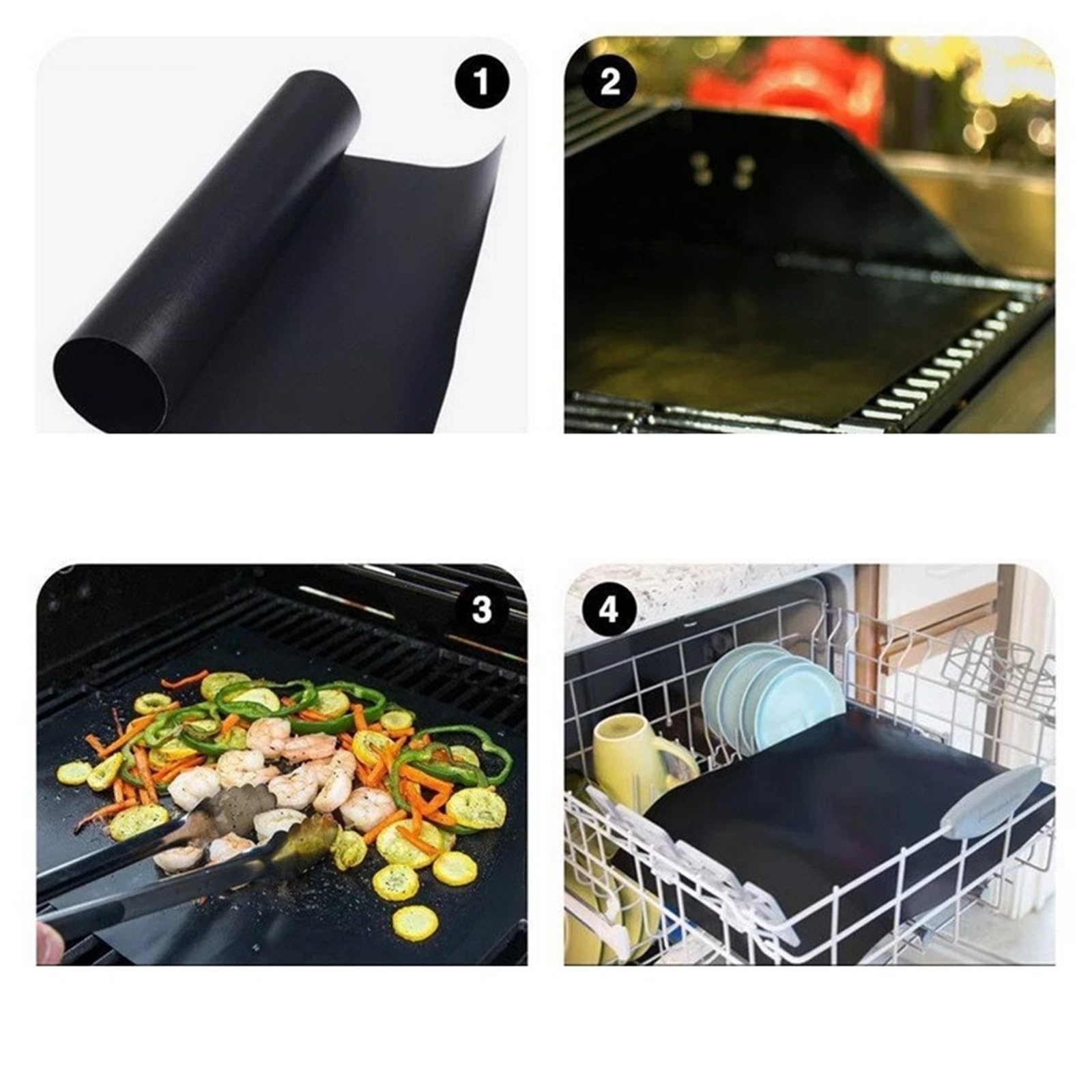 BBQ Grillmatte 44X33CM Backmatte Antihaft-Grillfolien Ofengrillmatte Wiederverwendbare Grillfolienmatte Grillwerkzeuge Camping-Grillzubehör(10pcs)