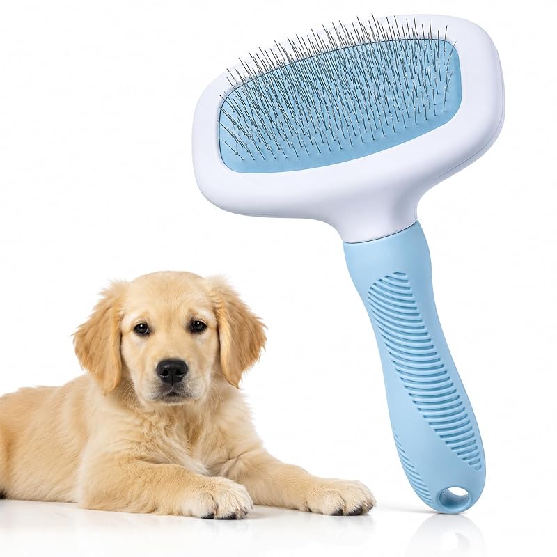 Escova para Cães e Gatos com Pinos de Aço Inoxidável AWANTIC Azul - 1 unidade