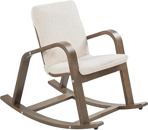 Vista 13 de ECR4Kids Mecedora Bentwood con cojín, muebles para niños, lavado blanco Blanco Cal