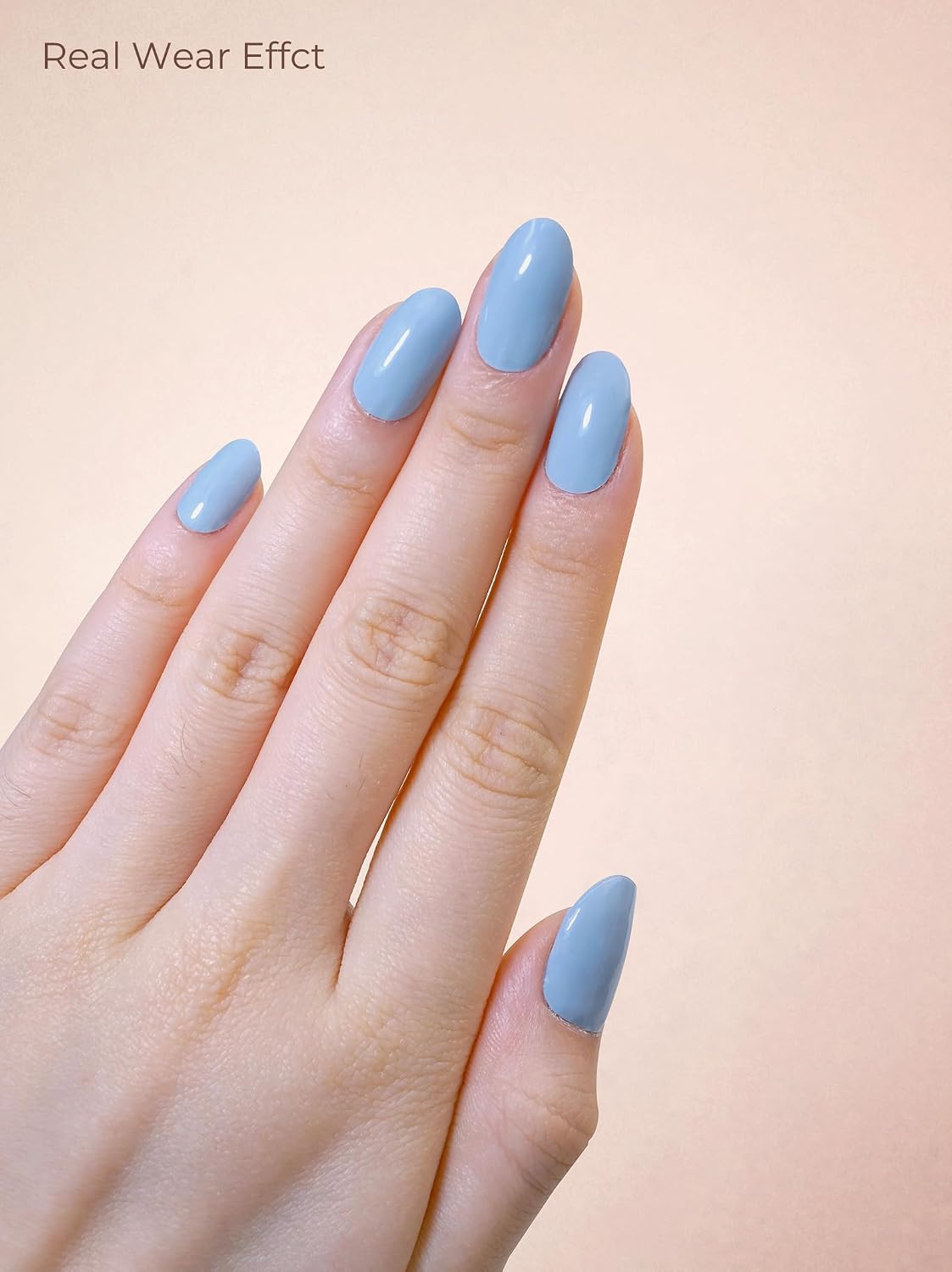 Real Gel Nail Strips (No UV Light Needed) - 44Pcs Salon Quality Nail Stickers - Long Lasting Polish Wraps for Women, Easy Apply & Remove (Lily Blue)