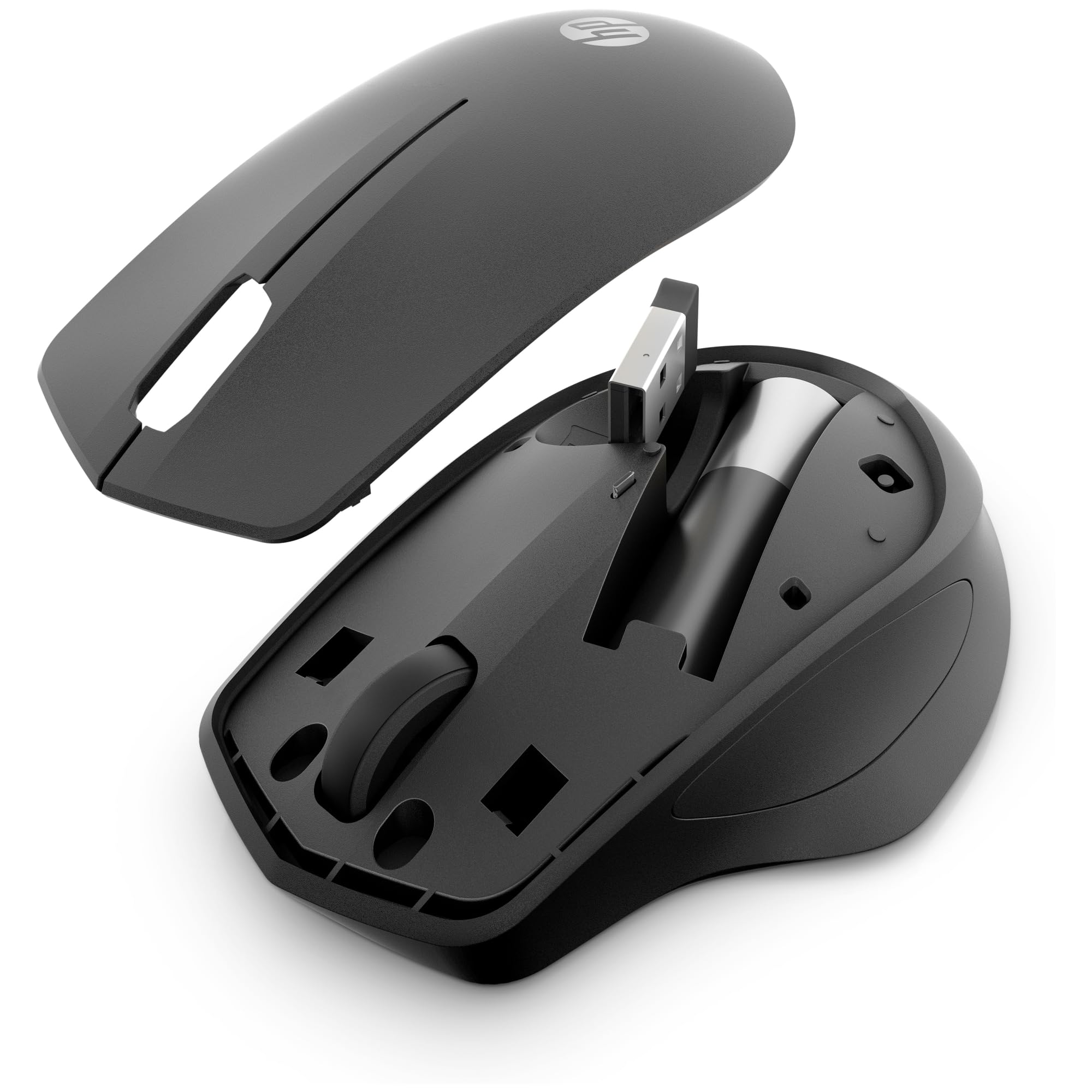 HP - PC 240 Empire Souris Bluetooth Capteur précis, capteur Optique de Souris 1600 DPI, 3 Boutons, molette de défilement, Dongle USB Type-A Inclus, Design Pratique et Confortable, argenté