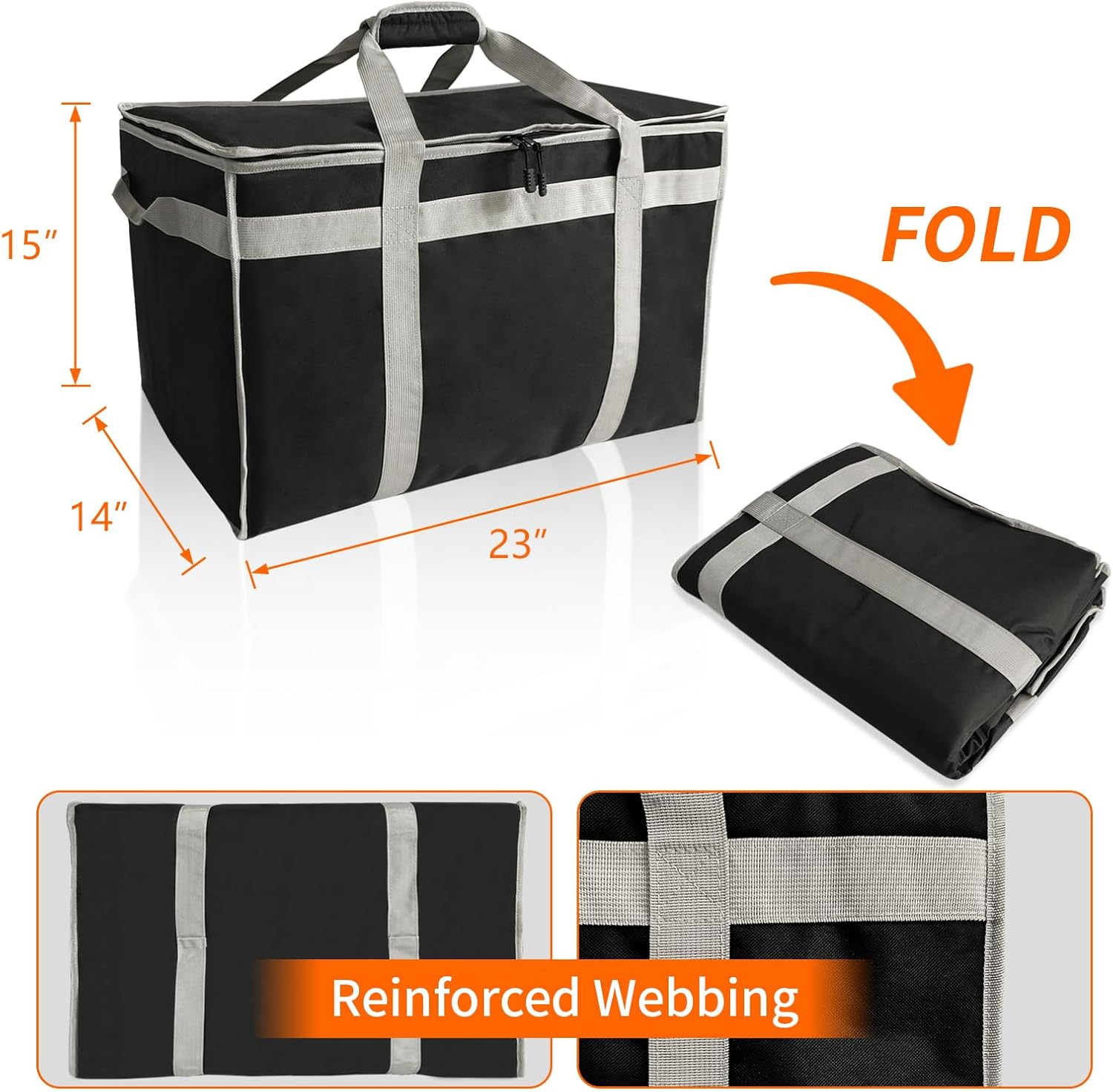 D&ONEHOS XXXL Insulated Food Delivery Bag with Side Handles, Insulated Grocery Bag for HOT/COLD Food Reusable Fit for Uber Eats, Doordash, Camping, Picnics, Garden Parties (23”x14”x15”)