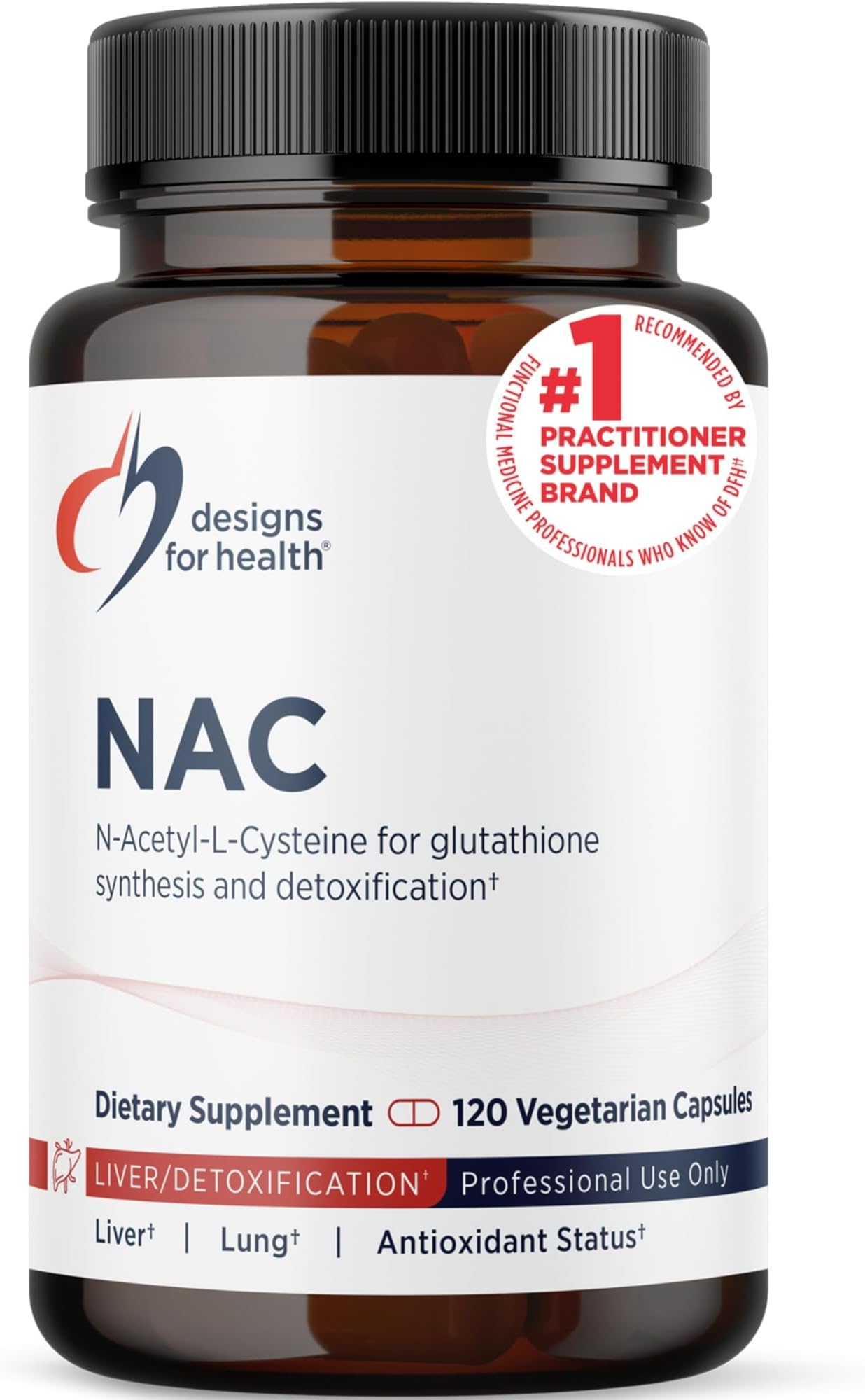 Designs for Health NAC - 900mg N-Acetyl-L-Cysteine, Antioxidant Glutathione Precursor - Detox + Workout Recovery Support - Non-GMO + Gluten Free Supplement (120 Capsules)