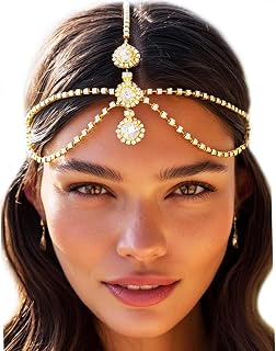 Brishow Rhinestone Wedding Forehead Headpiece Jewelry, Sparkly Crystal Bridal Hair Accessories, Rave Headband for Women