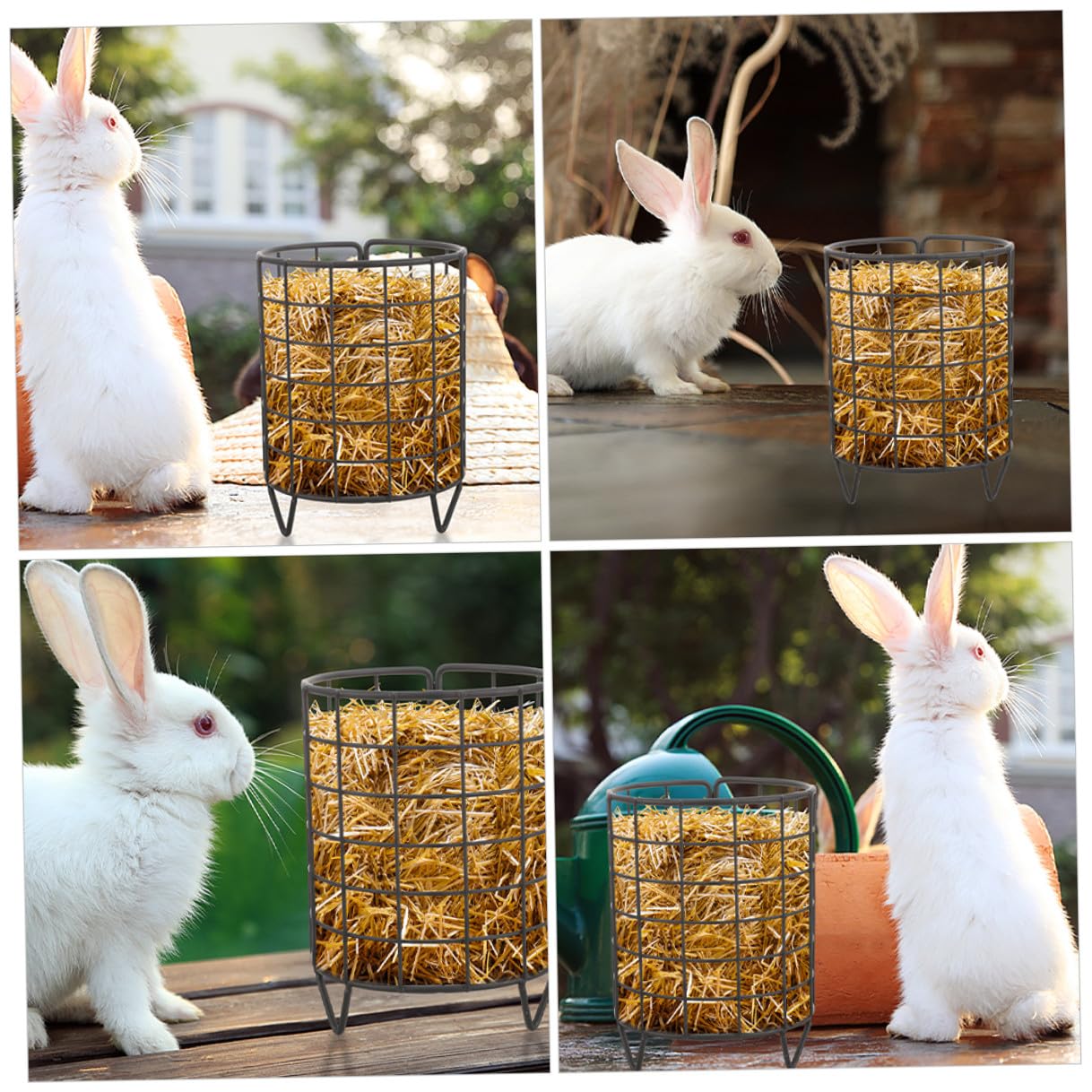 SHINEOFI Mangeoire à Foin Lot de 2 Pièces pour Lapins et Chinchillas pour Garder la Nourriture Propre en Fer Noir Résistante à l'usure, Minimise Le Gaspillage