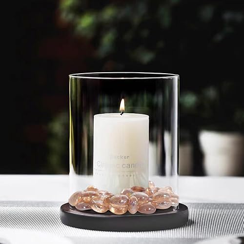 Miniatura 54 de Cuentas de vidrio transparente de 1 libra para jarrones, 100 piedras de vidrio, canicas de vidrio plano transparente para relleno de jarrones, velas
