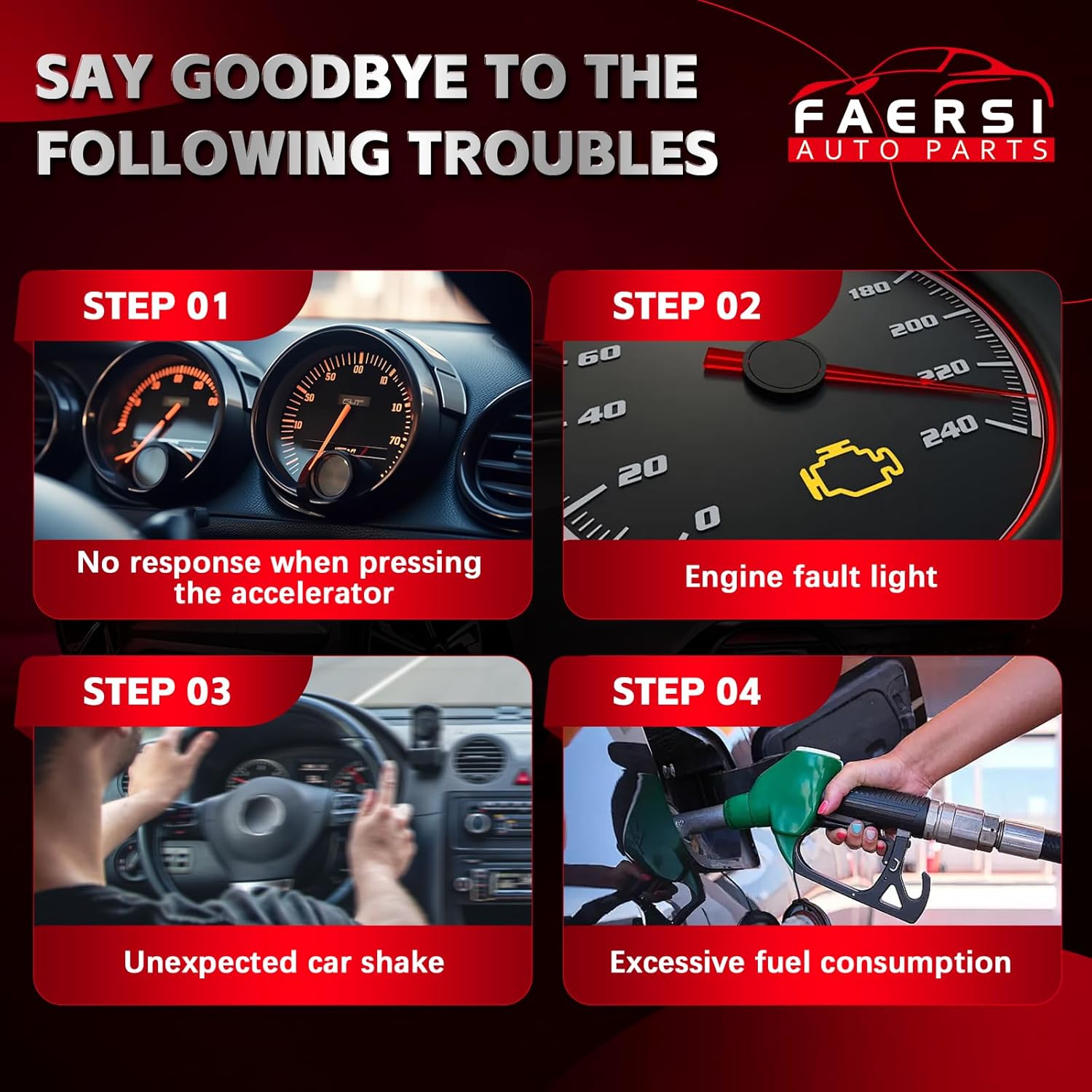 FAERSI Ignition Coil Pack & Spark Plugs fit for Honda CRV L4 2.0 2.4, Honda Accord, Civic, Element, Acura RSX, Acura CSX 2002 2003 2004 2005 2006 2007 2008 2009 2010 2011, UF-311 UF-583