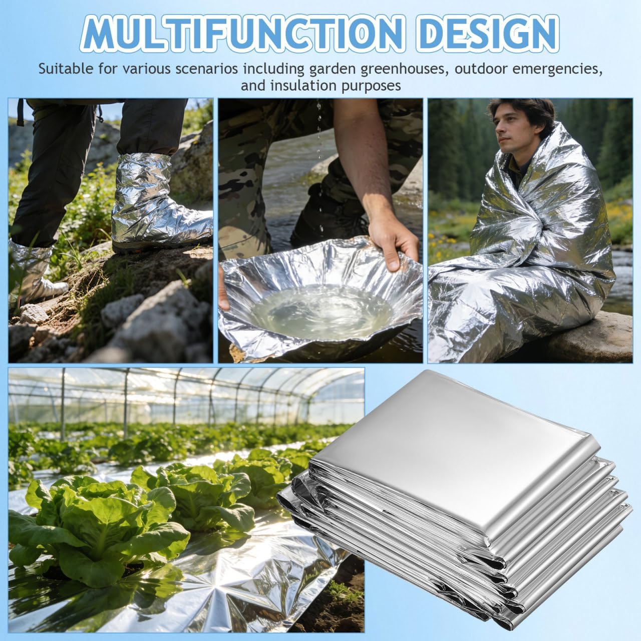 SUPVOX Greenhouse Film Sheet Reusable Thermal Insulation Film with Reflective Surface for Plant Growth Garden Greenhouse Siding Emergency Use Cut-to-Size 82.67 X 62.99 in