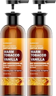 tobacco vanilla body wash Boxed Flower and sweat while leaving skin and hair hydrated and healthy Pure Castile Soap, Tobacco Vanilla,