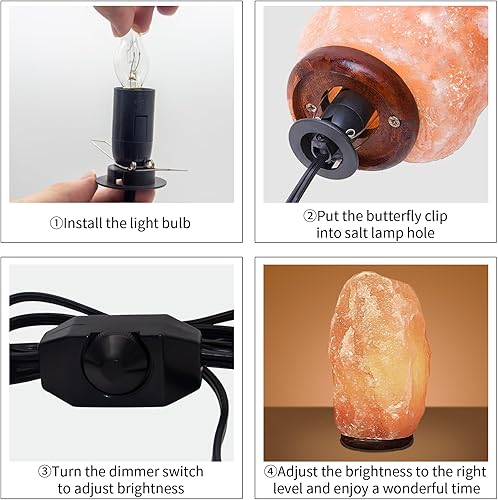 Miniatura 6 de Cable de lámpara de sal con 6 bombillas de 15 W de 5 pies de largo de repuesto para lámpara de sal del Himalaya, lámpara de roca de sal