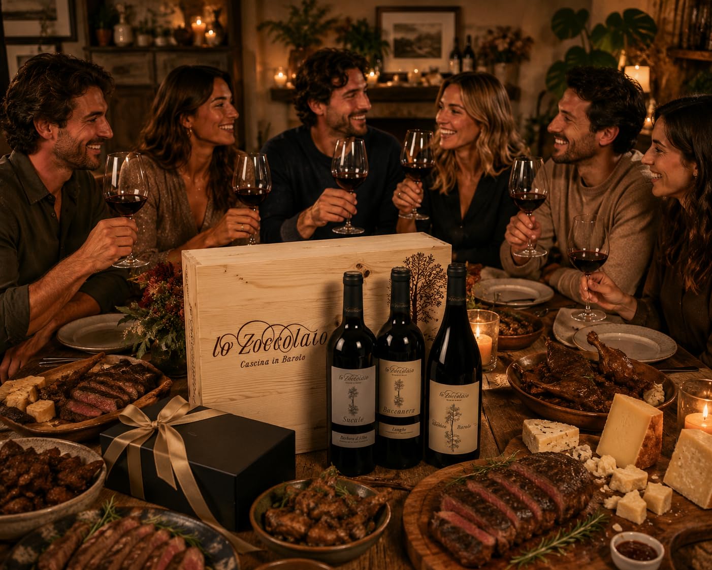 Lo Zoccolaio Cassetta Legno - Vino Rosso - Barbera D'Alba+Langhe Rosso+Barolo 3 Bottiglie x 750ml