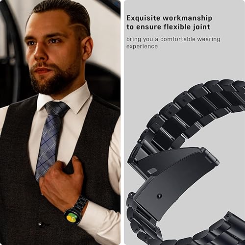 Vista 4 de Band Compatible with Samsung Galaxy Watch 7 6 5 4 Band 40mm 44mm 45mm/Watch 6 4 Classic 42mm 46mm 43mm 47mm,Metal Stainless Steel Bands Strap Men