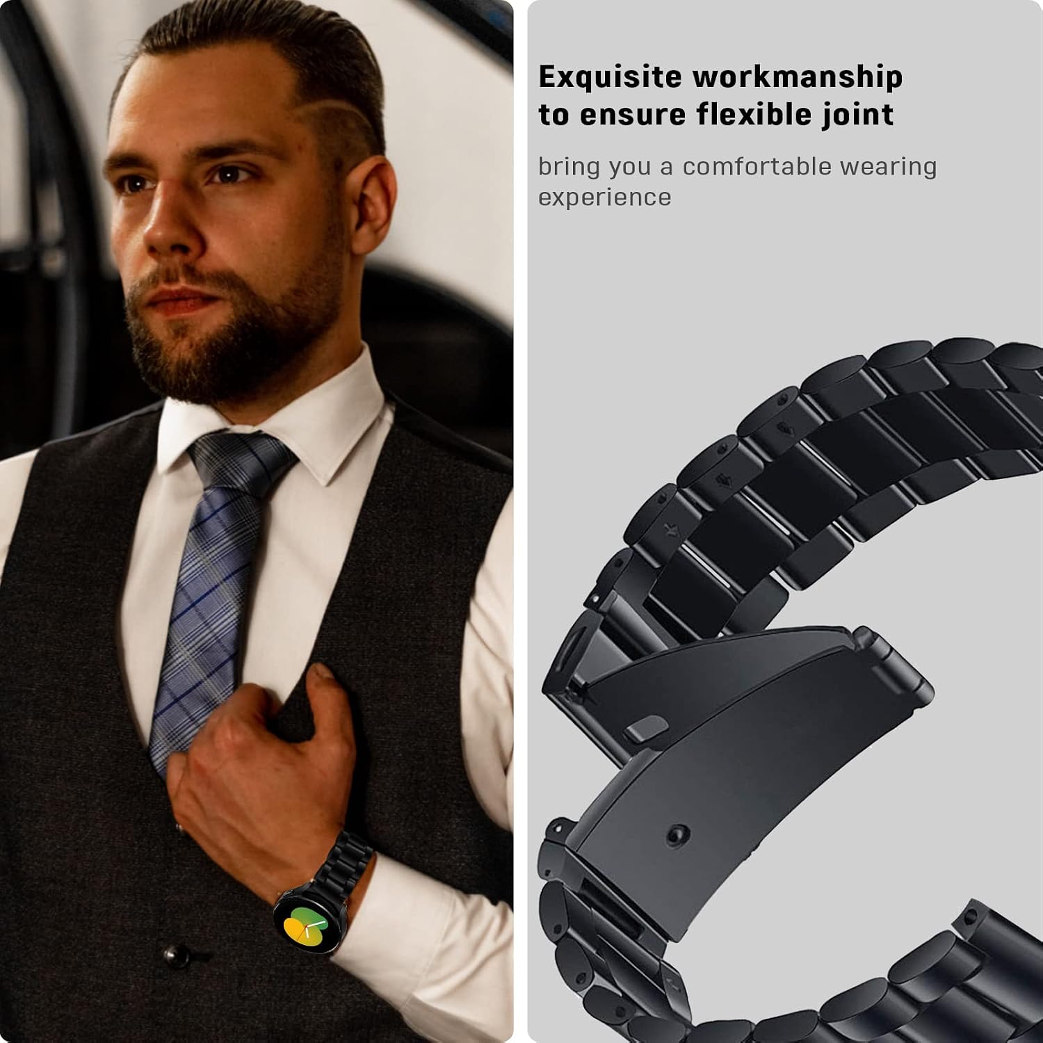 SPGUARD Galaxy Watch 5 Band Pro 45mm/44/40 & Galaxy Watch 4 Band Watch 4 Classic 42mm/46mm 20mm Metal Stainless Steel Bands Compatible with Samsung Galaxy Watch 5/4 40mm/44mm/45mm/42/46mm