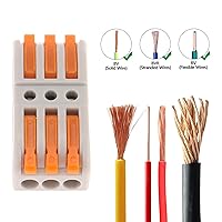 Vista 2 de DIANN Conectores de cable de palanca, empalmes en línea de 3 circuitos, conector de cable eléctrico SPL-3, tuercas de palanca, conectores de alambre