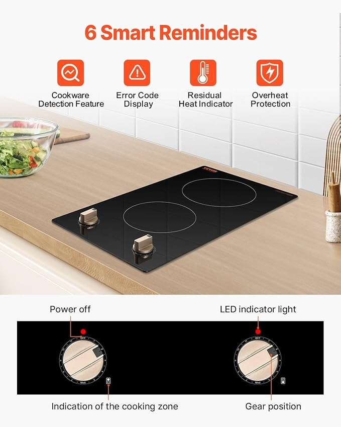 Estufa Eléctrica de 2 Puestos 1800W 60x41x17 Pulgadas miniatura 4