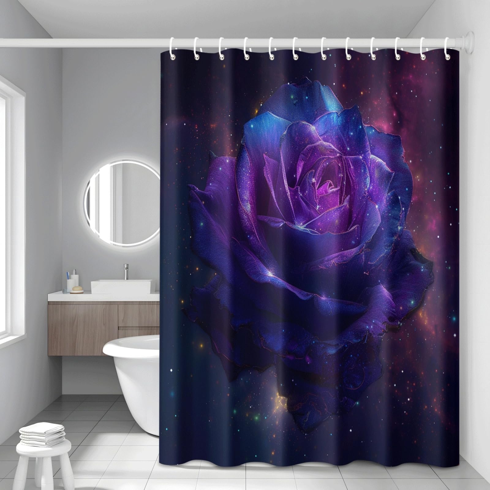 Rideau de douche polyester rose etoile 200x200cm de qualité supérieure lavable