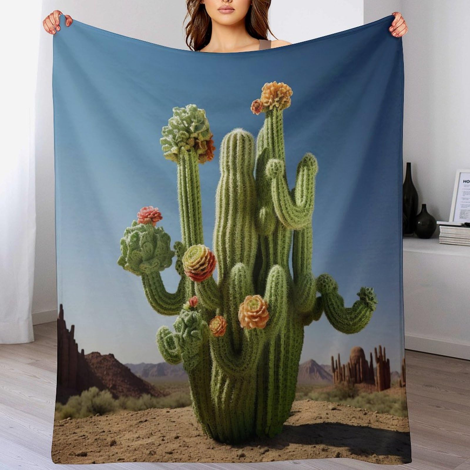 Couverture cactus pour canapé-lit, le plaid idéal des soirées cocooning