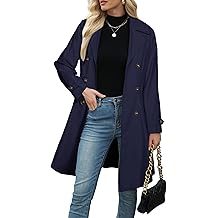 Womens Trench Coat Double-Breasted Long Dressy Windbreaker Overcoat Fall Winter Outerwear