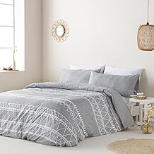 COTTON ARTean NAVIA Reversible Duvet Cover 105 cm Grey Brushed Microfiber Duvet Cover 180 x 220 cm + 1 Pillowcase with Buttons Closure