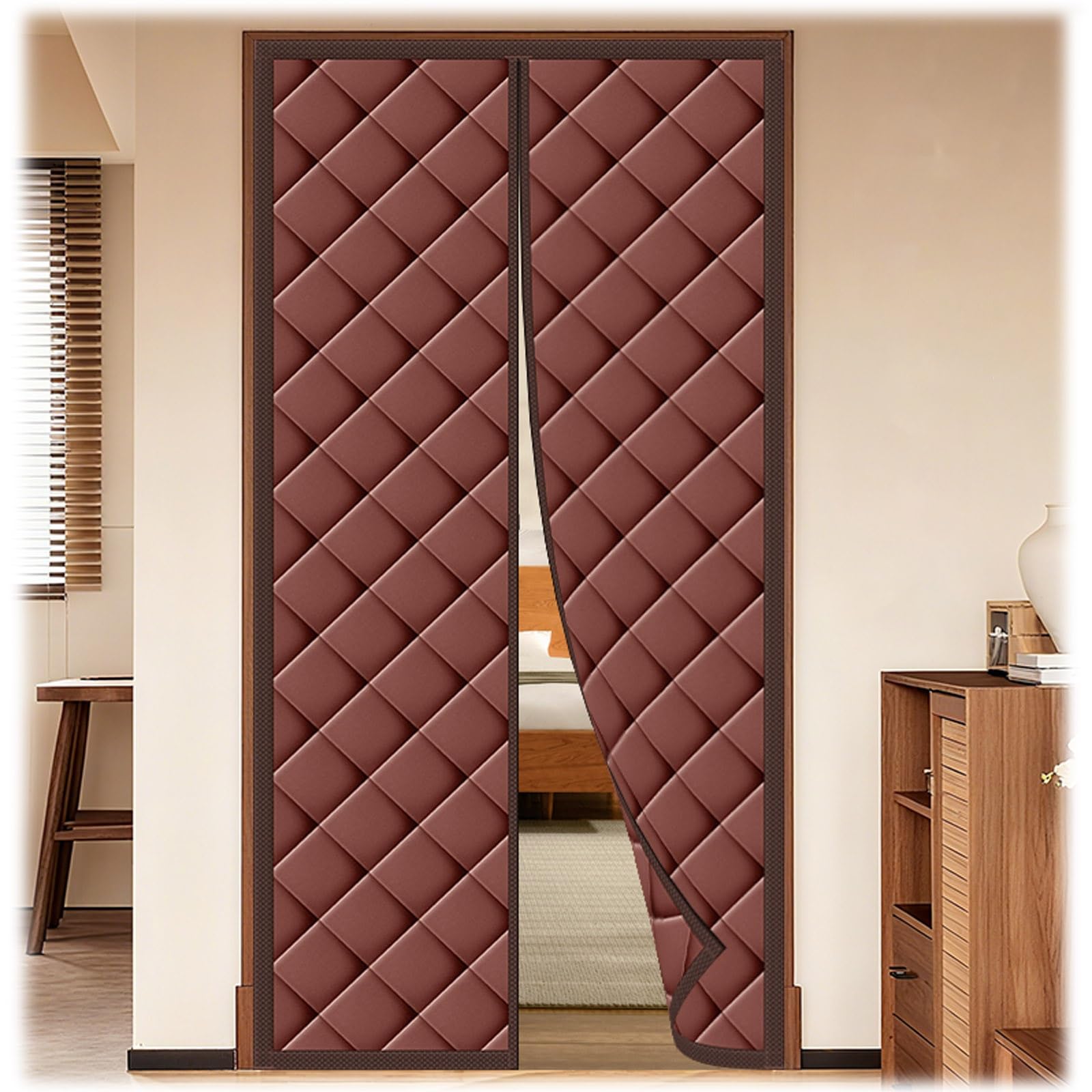 Rideau de porte thermique magnétique idéal pour votre porte de balcon en hiver