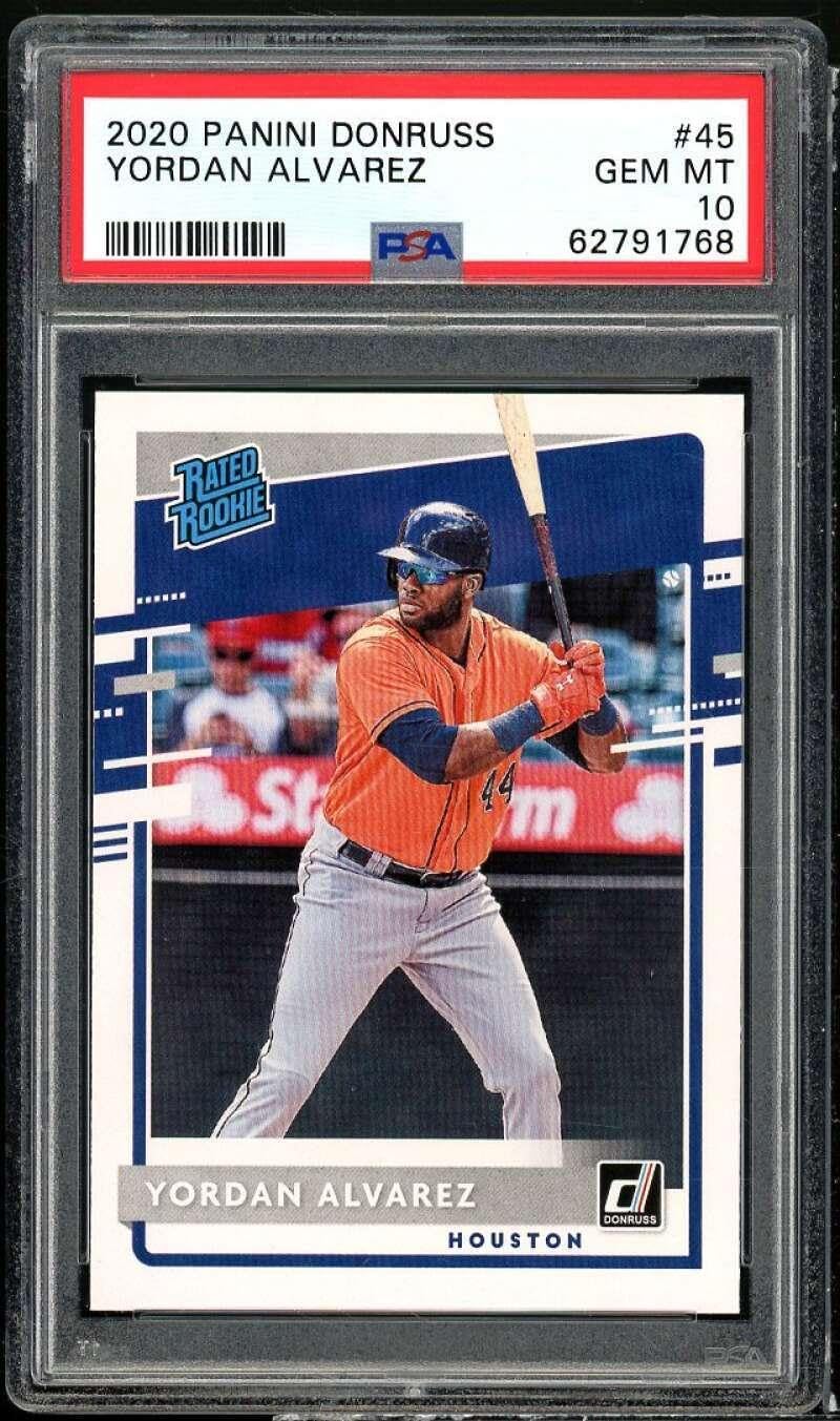 Yordan Alvarez Rookie Card 2020 Panini Donruss #45 PSA 10 - Baseball Slabbed Rookie Cards