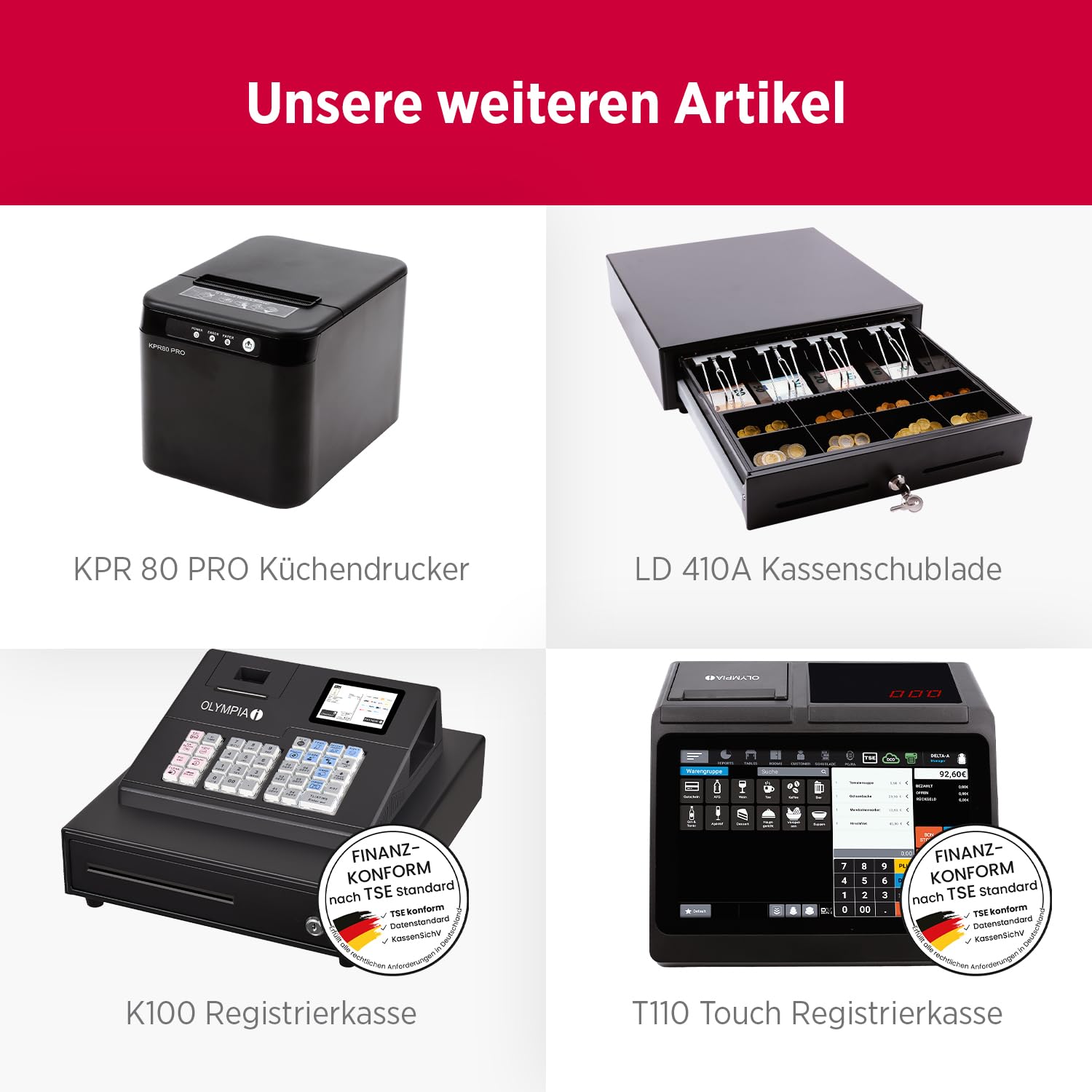 Olympia TS10 Touchscreen Kassensystem 10,1 Zoll Android Kasse mit Scanner Kundenanzeige