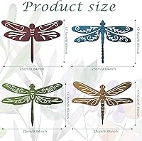 Vista 2 de Teling 4 piezas de arte de pared de colibrí de metal, libélula de metal, decoración de pared para casa de campo moderna, rústica, sala de estar