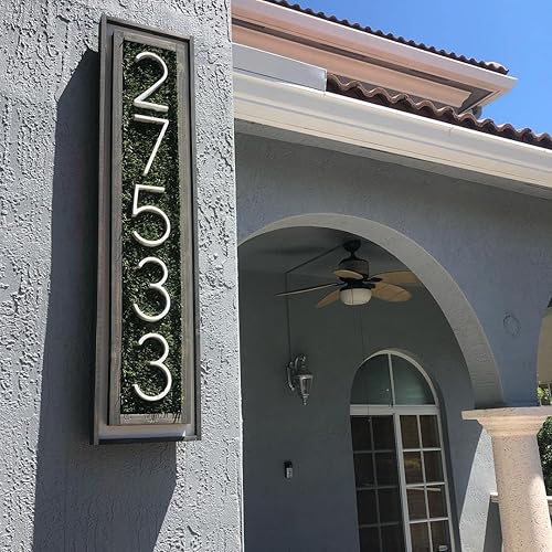 Miniatura 4 de Números de casa blanca para exteriores modernos, números flotantes modernos de 5 pulgadas, crea atractivas sombras interesantes, alto brillo número 7