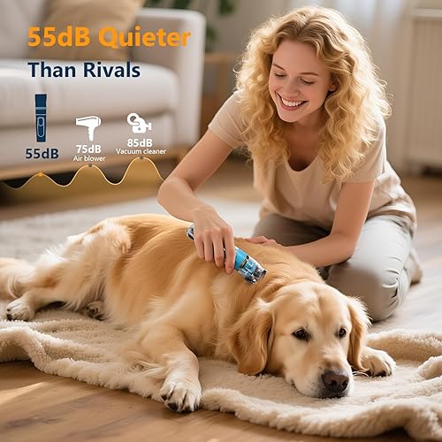 Miniatura 2 de Cortapelos para perros para el aseo de cabello grueso, cortadora profesional inalámbrica de bajo ruido para mascotas con cuchillas de titanio, IPX5
