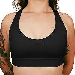 Top Academia Fitness Sem Bojo Alta Sustentação Sem Costura Nadador Canelado Poliamida Elastano Selene