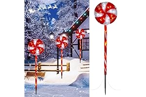 6 Pack Lollipop Pathway Lights - 120 LED Walkway Lights Christmas Decorations