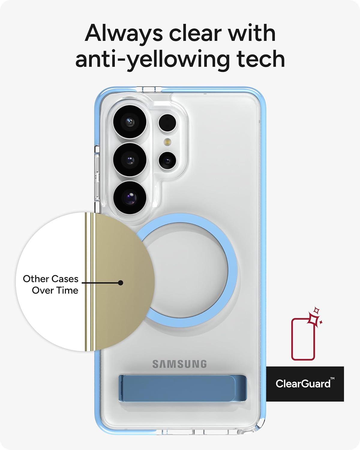 ZAGG Santa Cruz Snap Samsung Galaxy S26 Ultra Case with Kickstand - ICY Blue, Magnetic Crystal Clear Protective Phone Cover, 13ft Drop Protection, Graphene Reinforced, Slim Case with Stand