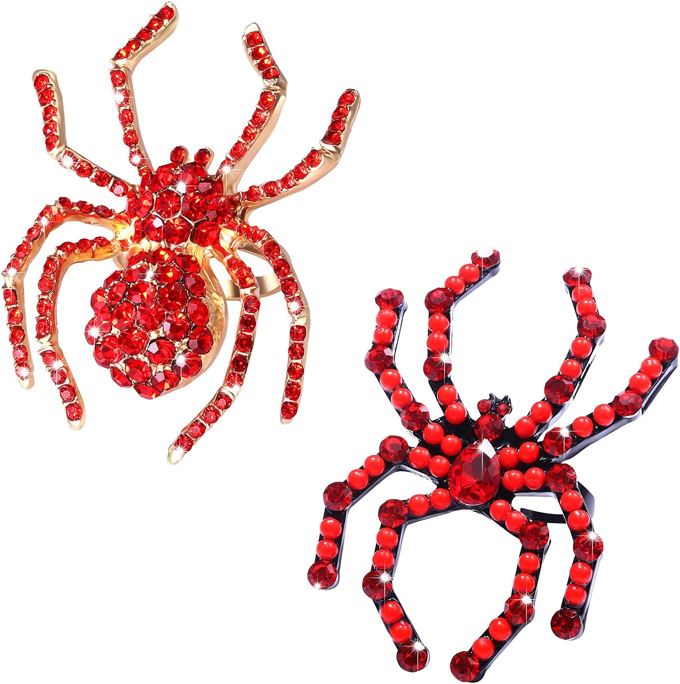 Halloween Rings Gothic Spider Rings Statement Sparkly Red Crystal Spider Rings Set For Women Men Kids Halloween Party Favors