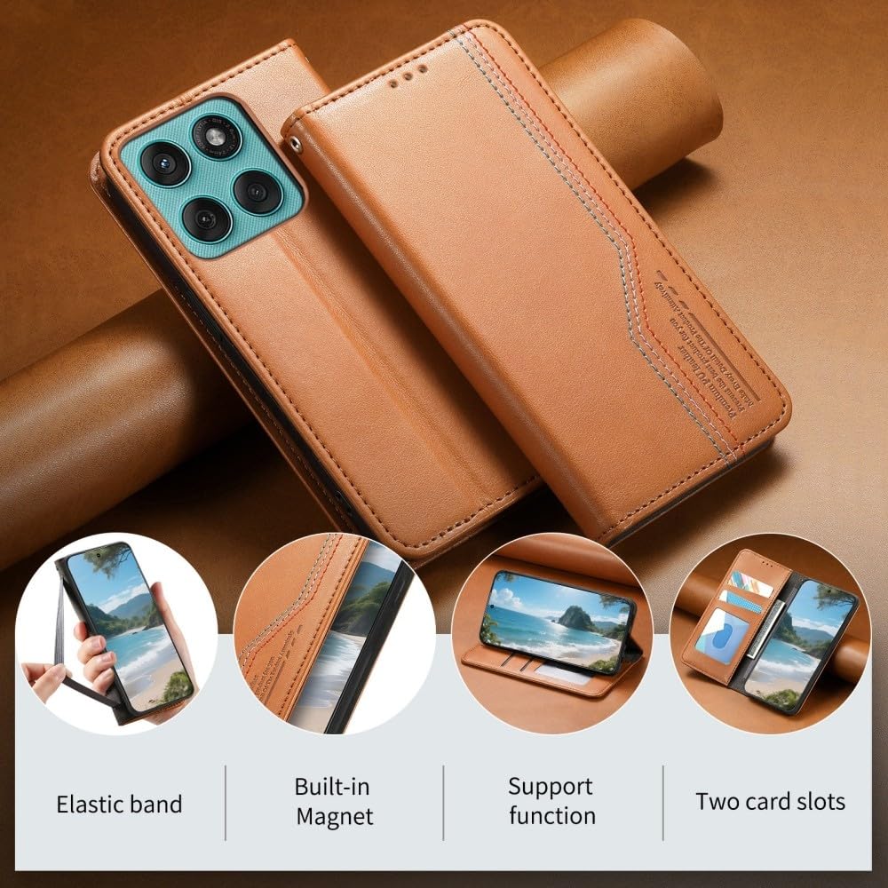 Generic Étui compatible avec Xiaomi Redmi 14C 4G (couleur : noir) élégant en cuir magnétique portefeuille à rabat arrière Premium