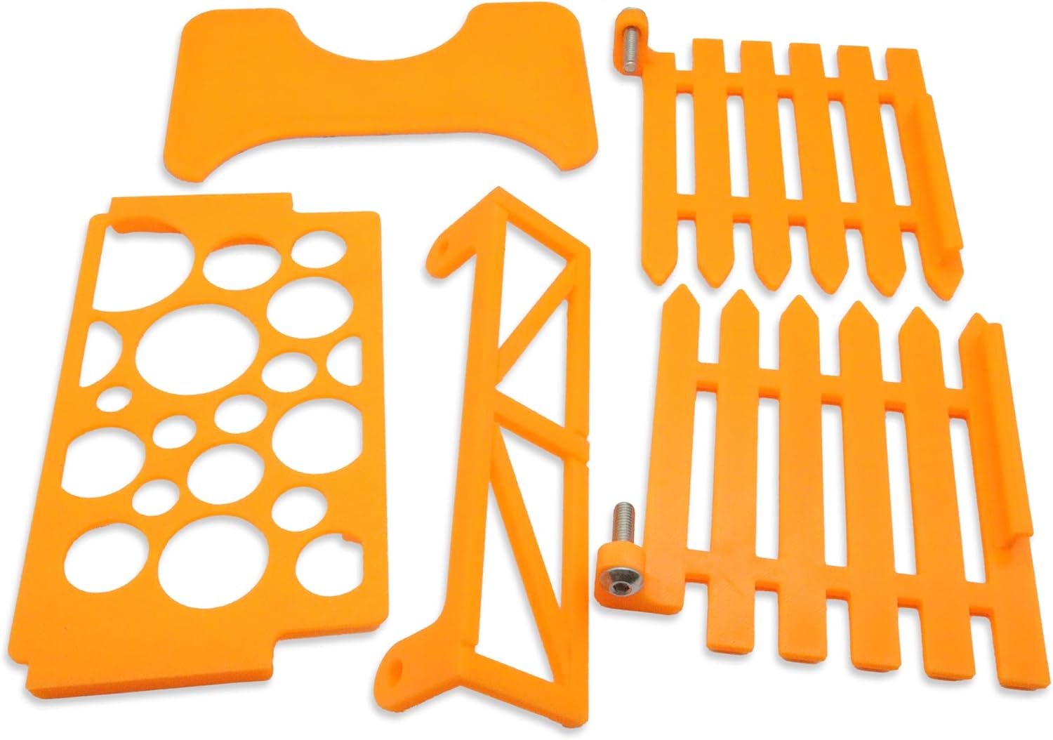 SplashNColor Mini Fence Set Compatible with Bird Buddy – Outdoor Perch for Feeding Multiple Birds - Bird Buddy Accessories - Durable, Weatherproof Feeders for Outdoors - Oriole Orange (Bundle)