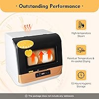 Vista 6 de Lavavajillas automático portátil para encimera, mini lavaplatos, función de secado al aire, 3 programas de lavado, rociado de agua de 360 grados