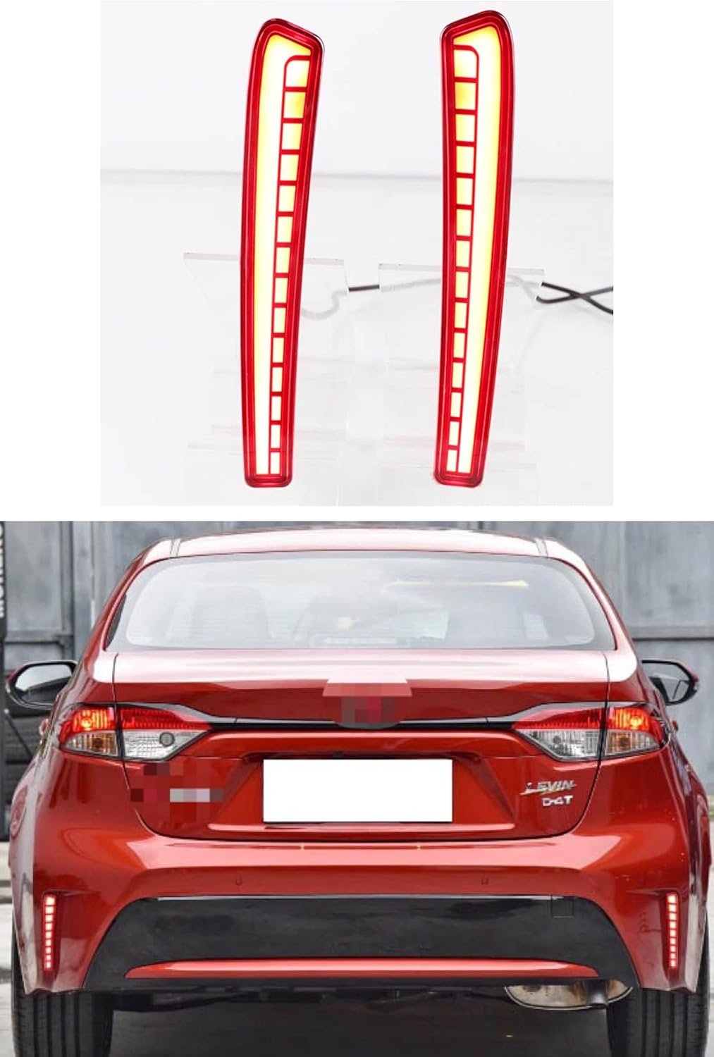 WIQIMIYI Red Lens LED Rear Bumper Reflector Light Fog Light