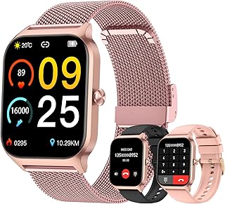 Smart Watch for Women Fitness Tracker: Rose Gold Bluetooth Make Answer Call Digital Mens Watches Waterproof Run Smartwatch Android Phone iPhone Samsung Compatible Sleep Heart Rate Monitor Pedometer