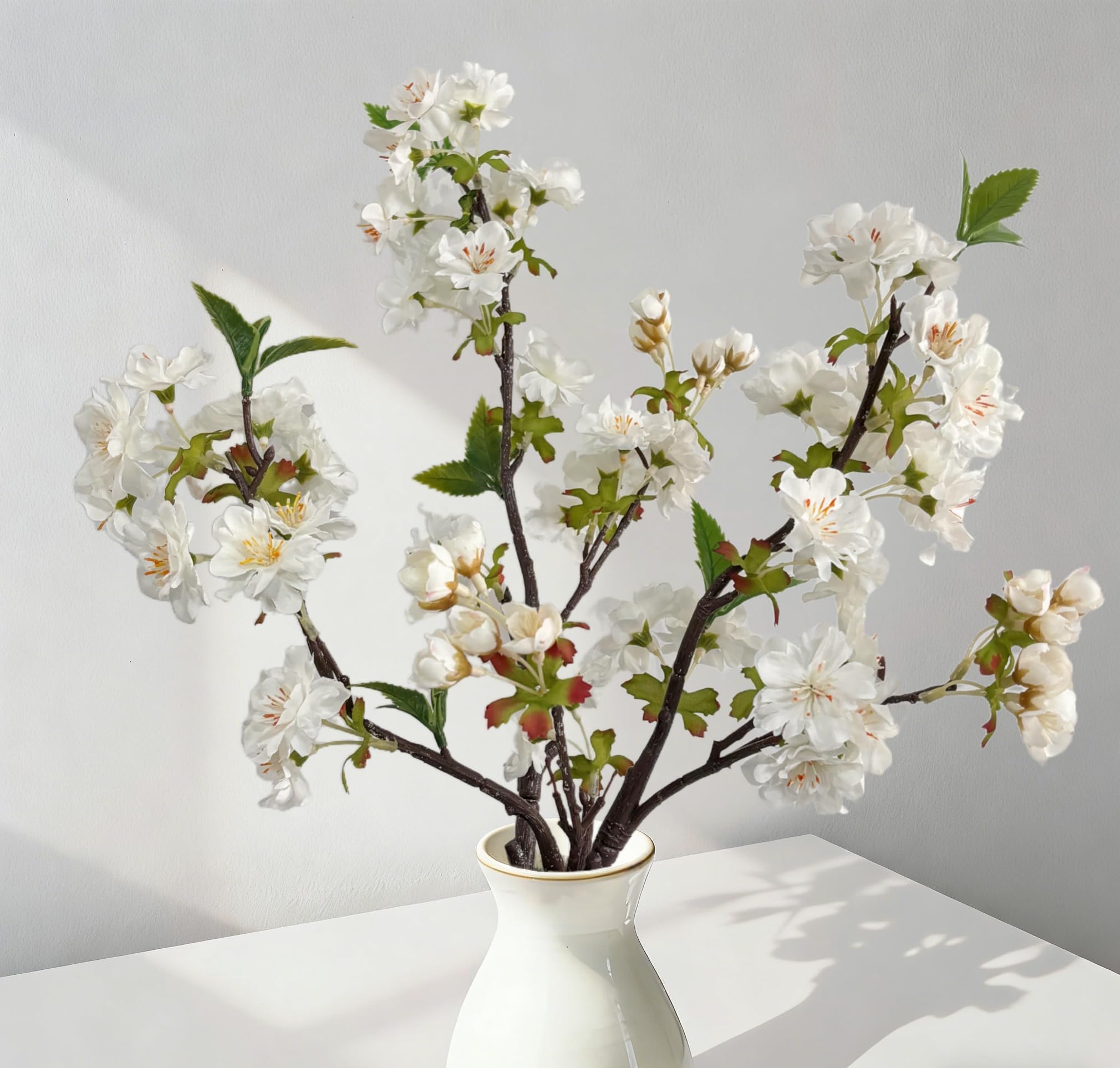 4 Rami Di Fiori Di Pesco Artificiali | Altezza 49 Cm | Rosa Chiaro In Seta Con Filo Metallico | Decorazione Fai Da Te Per Matrimoni E Casa