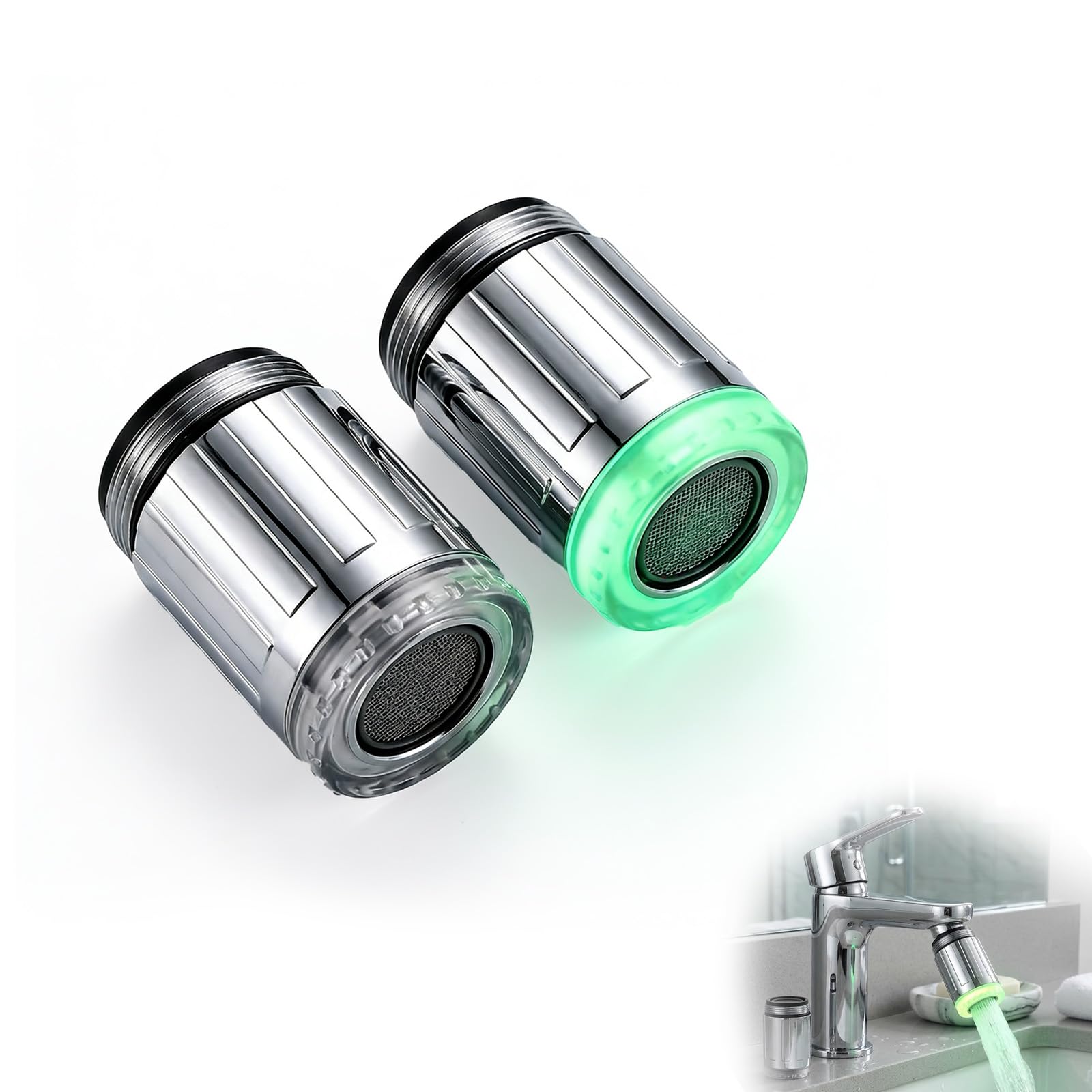 Jetstream 2 accessori per rubinetto a LED, rubinetto con 3 LED colorati, rubinetto con 3 colori di controllo della temperatura, compatibile con ristorante, casa, hotel, bagno, cucina