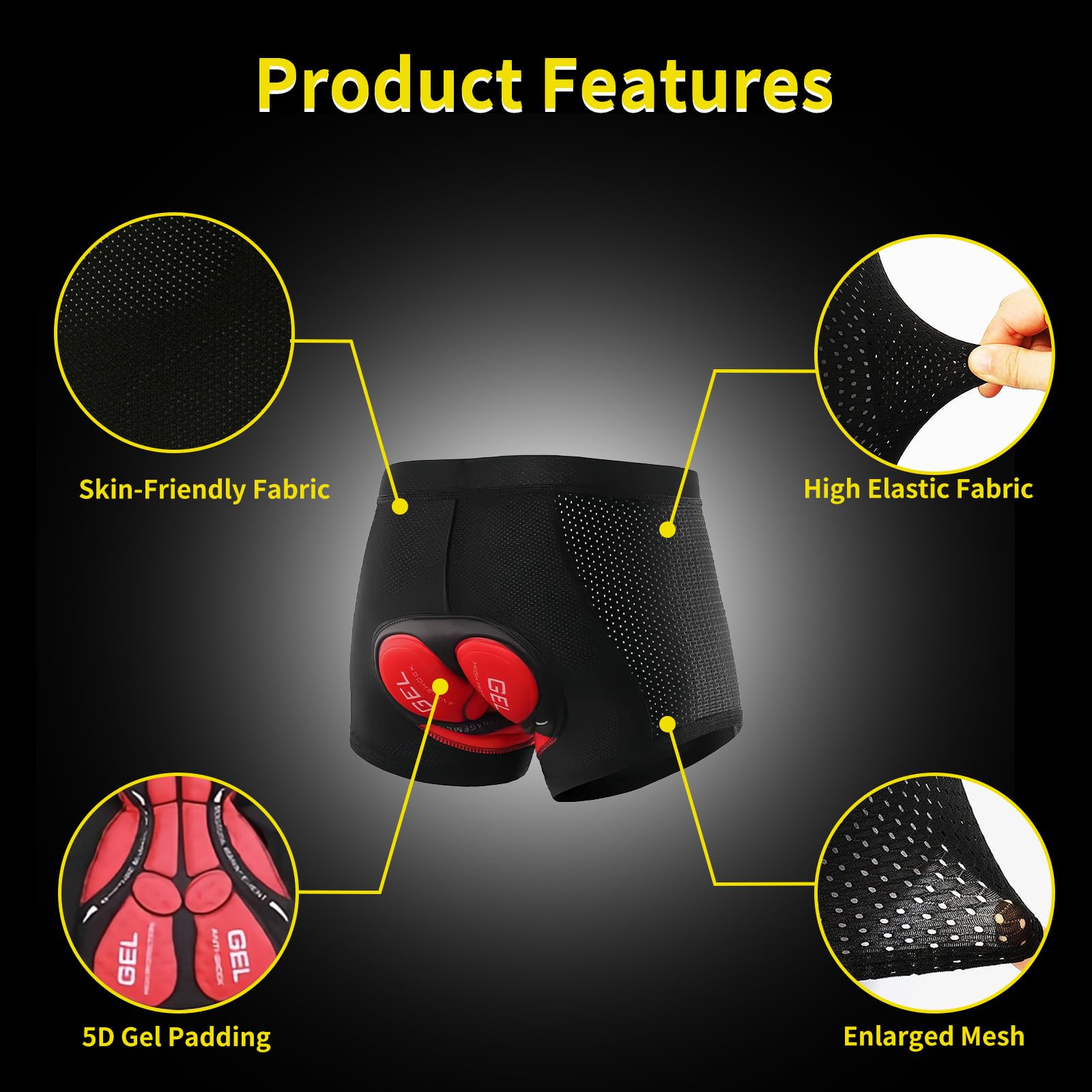 Culotte Ciclismo Hombre con Acolchado 5D Transpirable Secado Rápido Pantalon Ciclista