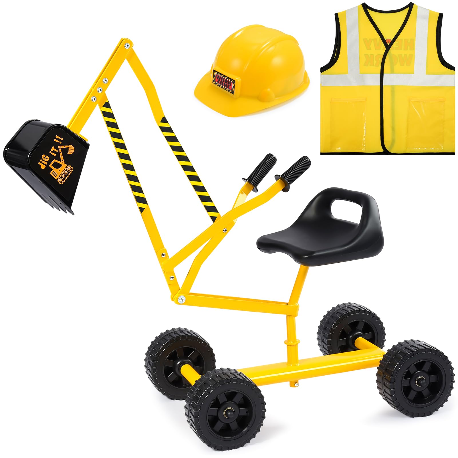Digger Toys For 3-8 Year Old Boys Girls: Ride On Digger Toy Sand Digger on Wheels, Sand Toy Beach Toys Gifts For 3 4 5 6 7 Years Old Boys Kids