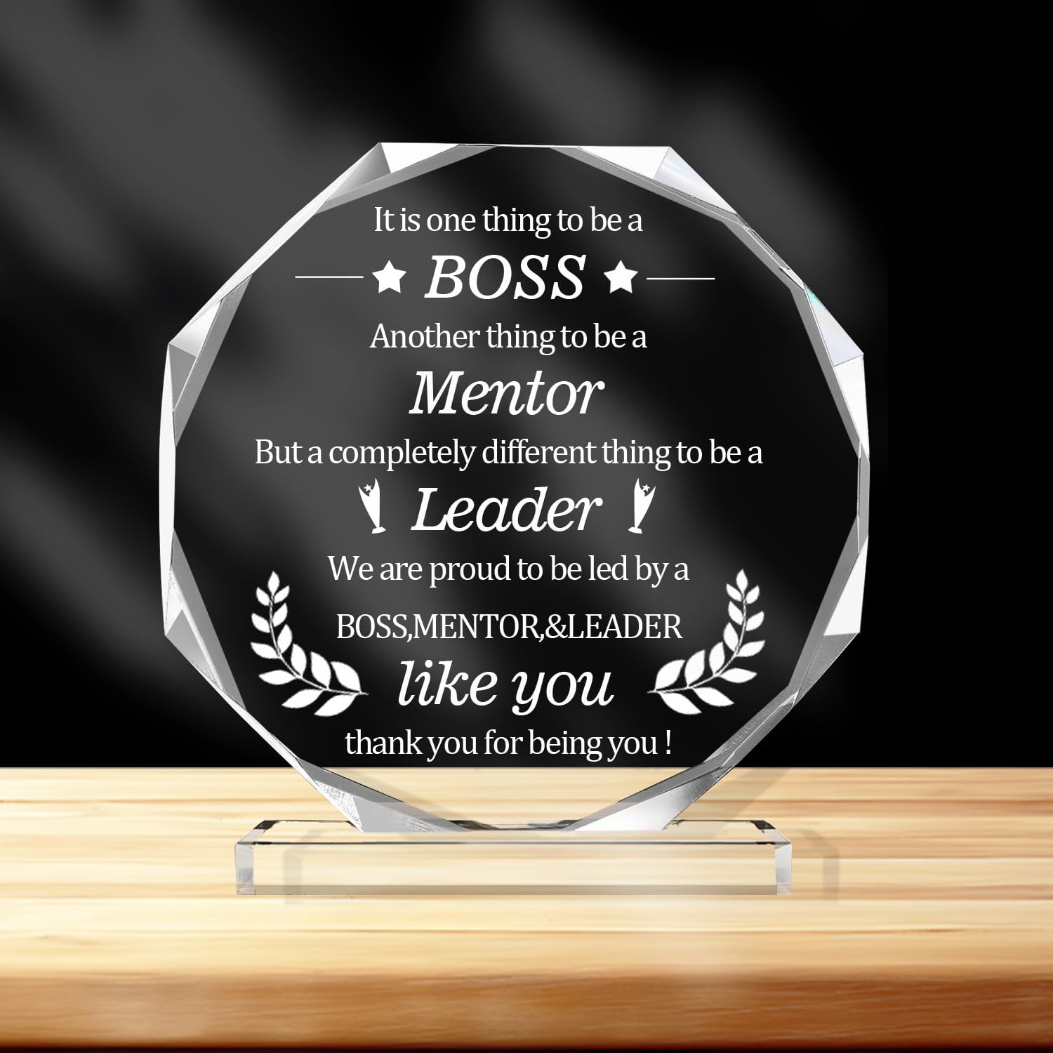 Boss Gifts アクリル ボスの日のギフト - ボスデーデスククリスタル記念品プラーク 上司 オフィス 送別ギフト 退職、世界最高のボスギフト 感謝