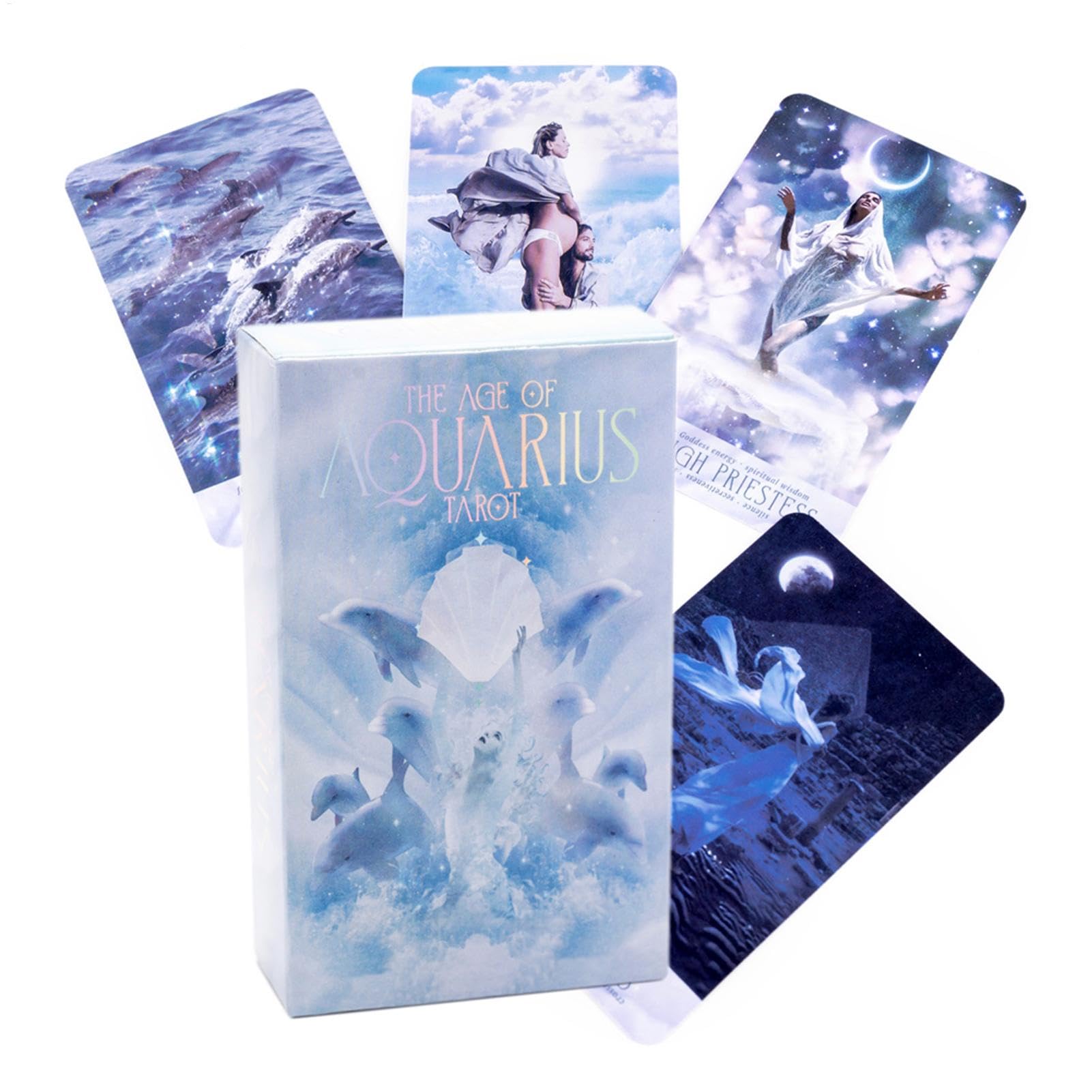 Tarot Cards, Age of Aquarius Tarot, Oracle Cards, Easy Storage Wisdom Message Deck, Witch Rider Card, Fortune Telling for Reunion and Party, 10.5x6.2cm