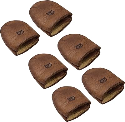 Hide & Drink, Durable Thimble (6 Pack) Handmade from Full Grain Leather - Finger Protector, Sewing Thimble, Hand Applique & EPP, Quilting Embroidery - Bourbon Brown