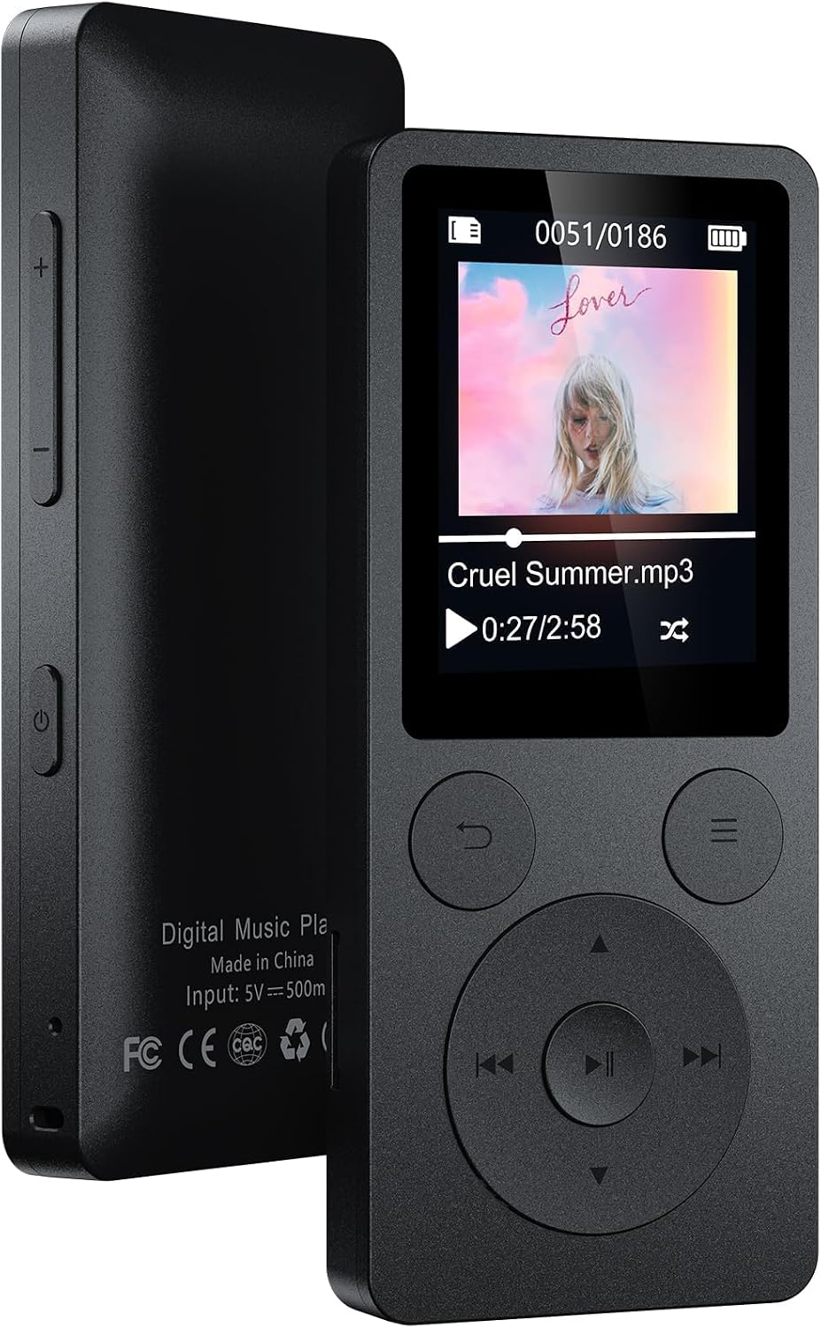 64GB MP3 Player Bluetooth 5.3 & Lautsprecher – Upgrade mit physischen Tasten (Zurück, Menü, Lautstärke), Nur 37g mit Kopfhörer FM Radio Diktiergerät Mini-Design HiFi-Sound, bis zu 128G