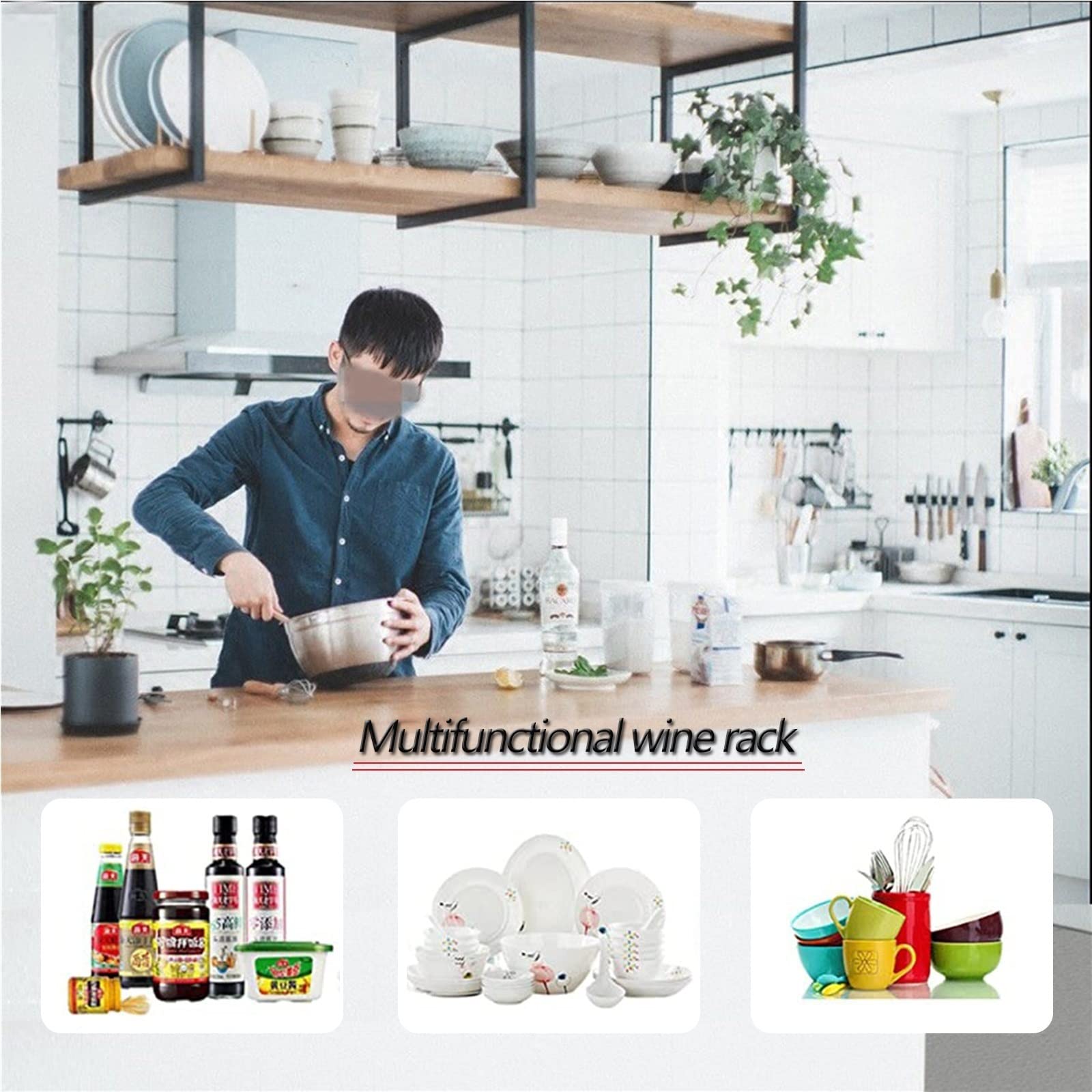 Amazon｜天井吊りバーユニット天井吊り棚キッチンポットパンラック