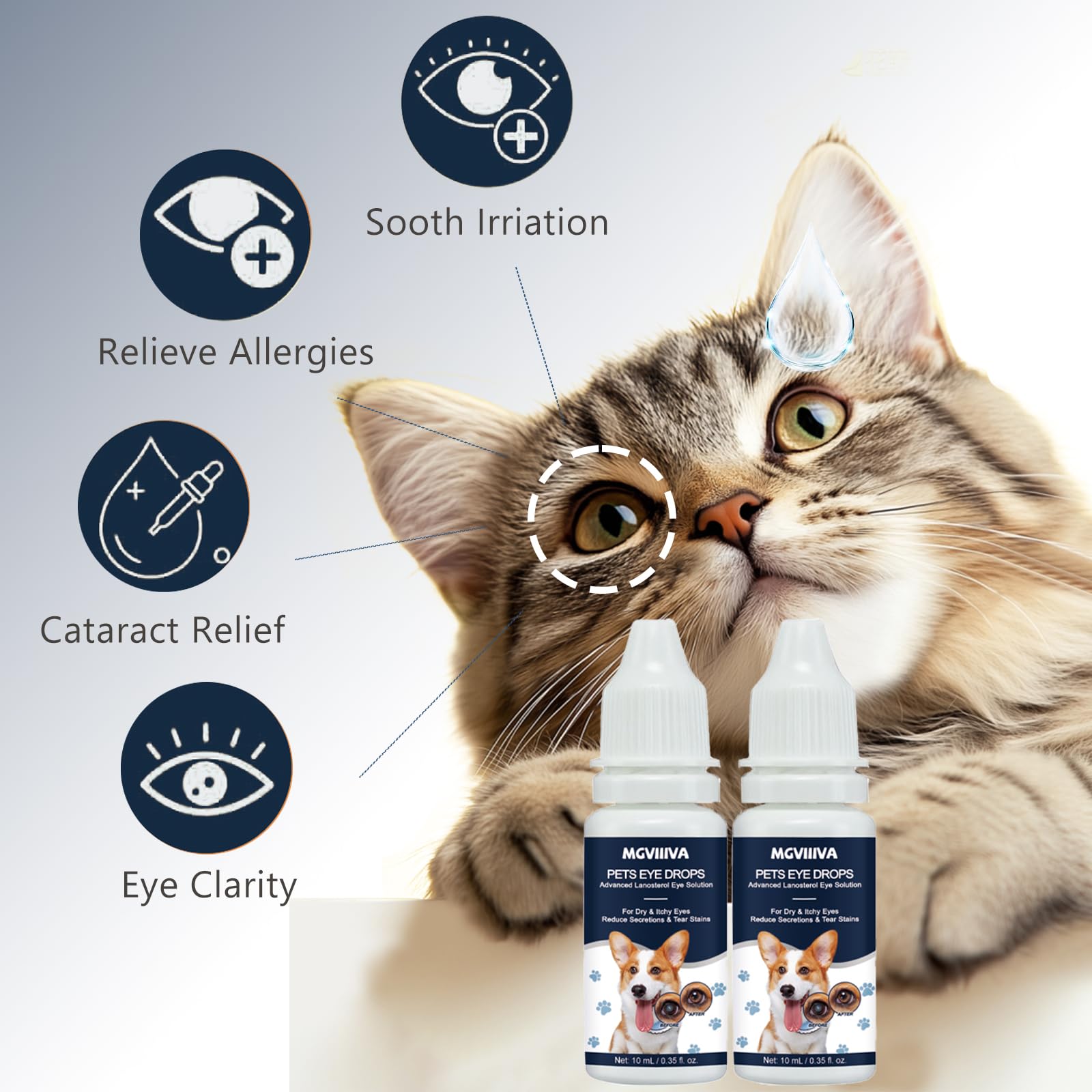 Cataract Drops for Dogs & Cats, Eye Drops for Relieving Itching & Irritation, Vet Recommend Eye Drops for Dogs Eye Infection Treatment, All-in-One Relief for Dryness Pink Eyes Vision Clarity (2 X10ml) — Amazon image 6